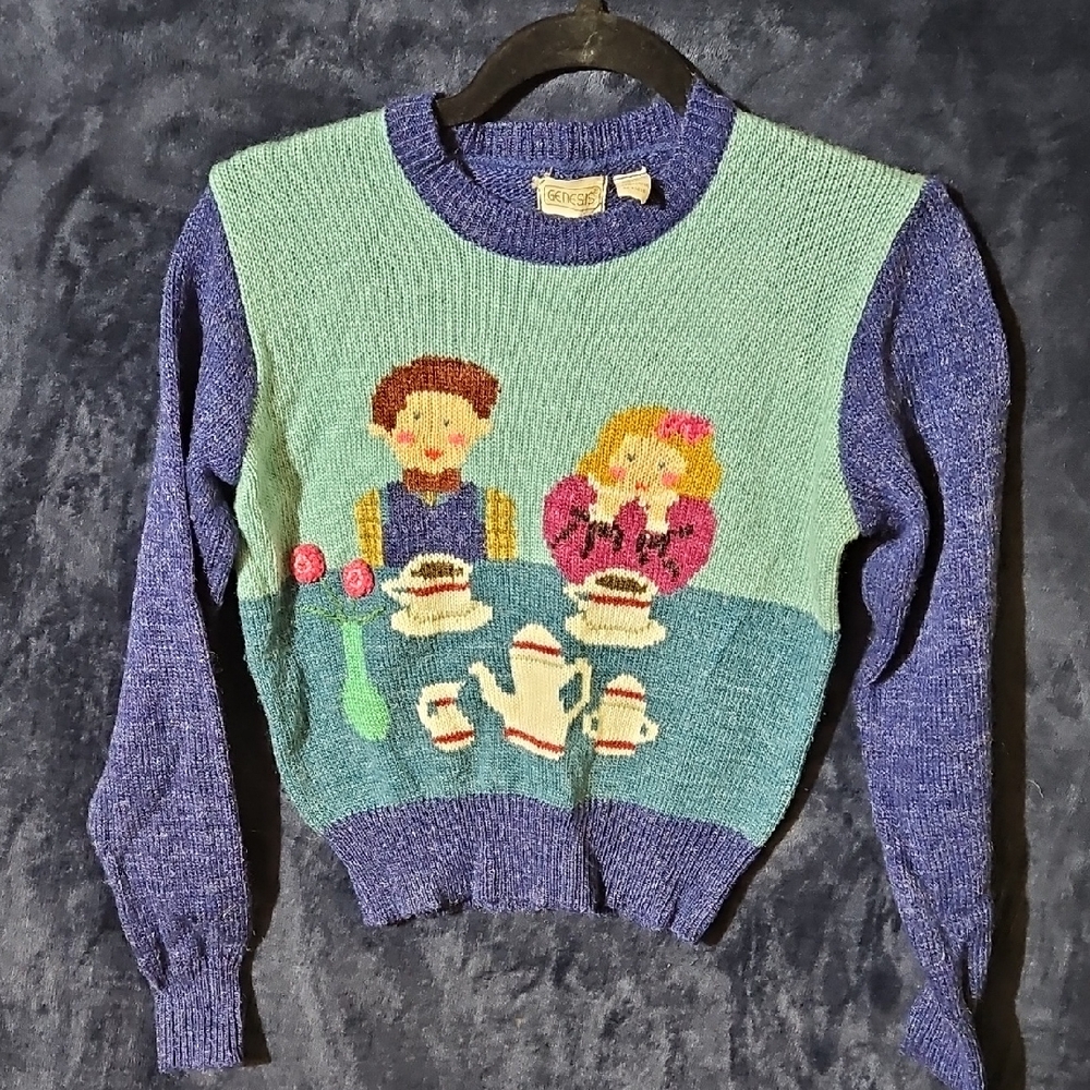 Vintage Genesis Blue and Green Graphic Sweater